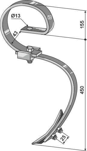 Harvetand 32 x 10 med spids