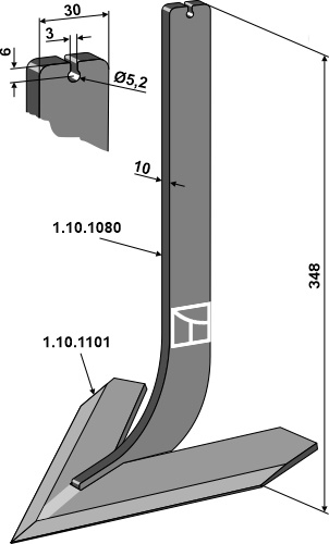 Tand med skær 180mm