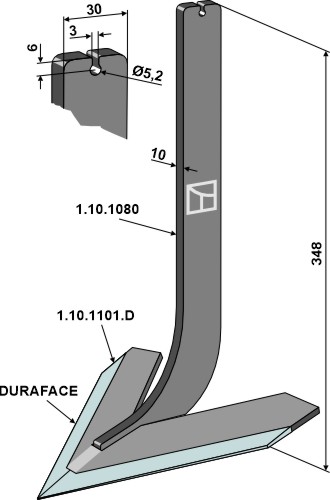 Tand med skær 180mm - DURAFACE