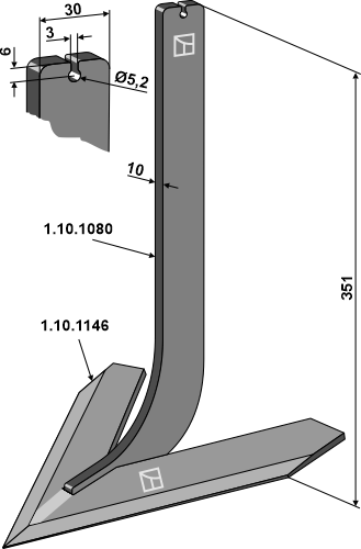 Tand med skær 240mm