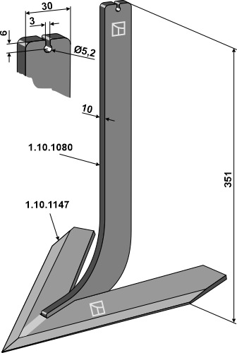 Tand med skær 260mm