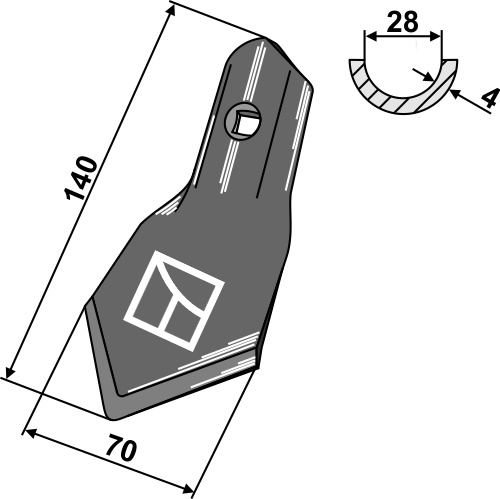Gåsefodsskær 140x70x4mm - K46