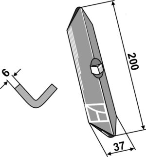 Harvespids 200x37x6mm (lige)