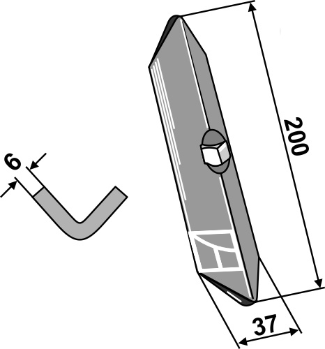 Harvespids 200x37x6mm (lige)
