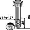Bolt M12x1,75x55 - 8.8 m. låsemøtrik
