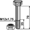 Bolt M12x1,75x70 - 8.8 m. låsemøtrik