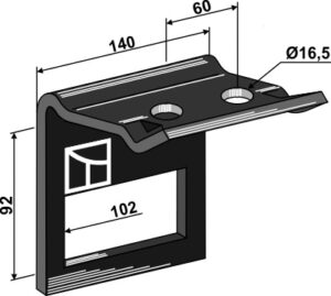 1.hh-323182 Holder til tand 100x16