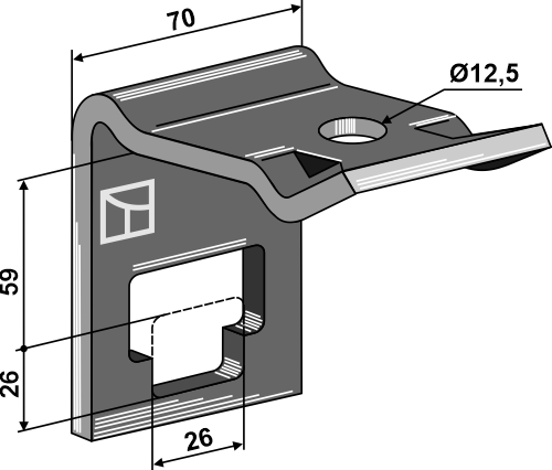 Holder for dobbelt fjedretand 25x25