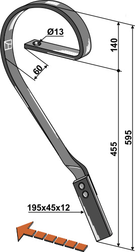Slæbeplanketand 45x10, venstre