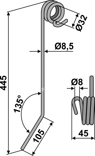 Efterharvetand Ø8,5mm