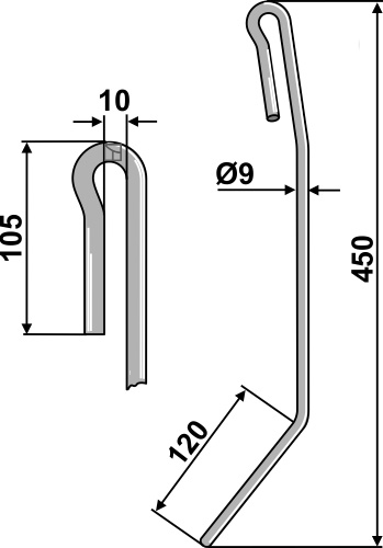Efterharvetand Ø9mm