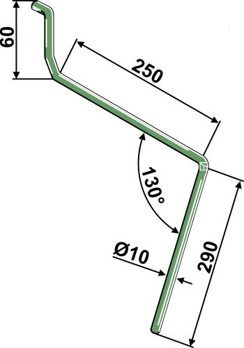 Efterharvetand Ø10mm, venstre