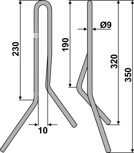 Efterharvetand Ø9mm - Type D8