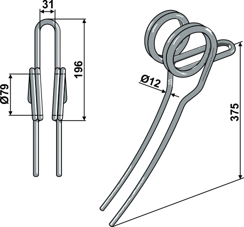 Efterharvetand Ø12mm - dobbelt
