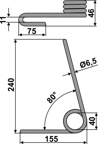 Efterharvetand Ø6,5mm
