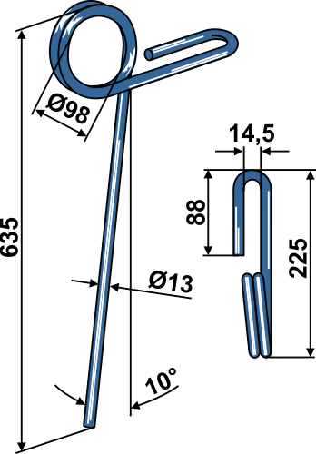 Efterharvetand Ø13mm - Blå RAL5009