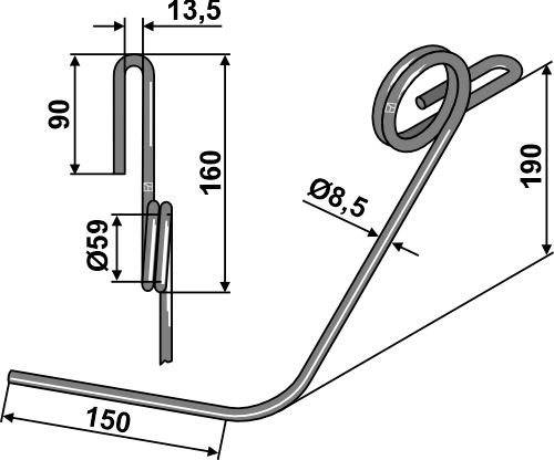 Efterharvetand Ø12mm - dobbelt