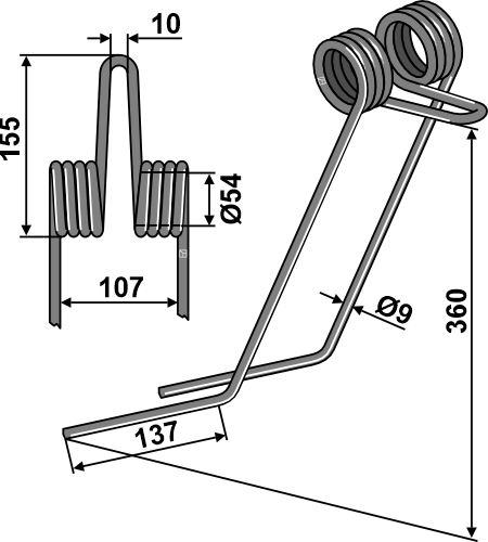 Efterharvetand Ø12mm - dobbelt
