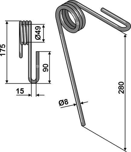 Efterharvetand Ø12mm - dobbelt