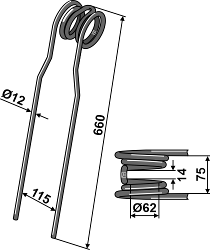 Efterharvetand Ø12mm - dobbelt