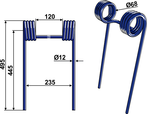 Efterharvetand Ø12mm - dobbelt