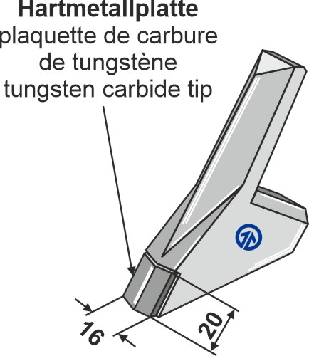 Påsvejsningsspids - 16mm WolframCarbid