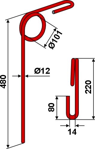 Efterharvetand Ø12mm (rød)