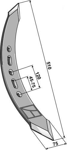 Stubharvespids 510x75x10mm - højre drejet