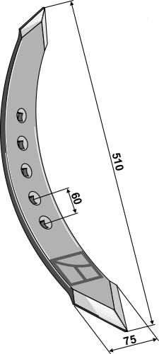 101.10602 Stubharvespids 510x75x10mm type MF- højre drejet