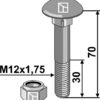 Bolt M12x1,75x70 - 12.9 m. låsemøtrik
