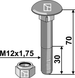 101.1276 Bolt M12x1,75x70 - 12.9 m. låsemøtrik