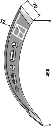 101.260321 Stubharvespids 490x70x12mm - højre drejet