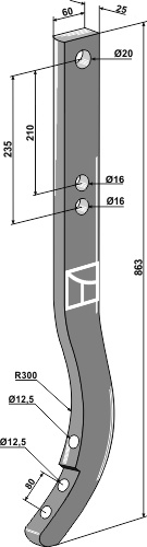 Stubharvetand - 60x25x863mm