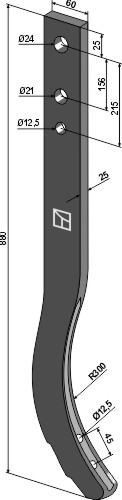 Stubharvetand - 890mm