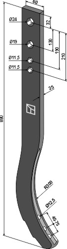 Stubharvetand - 900mm