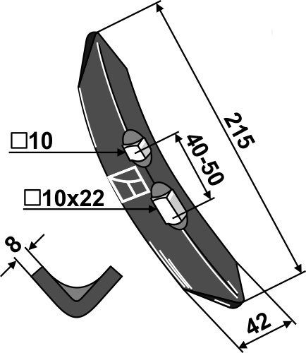 Harvespids 215x42x8mm (40-50)