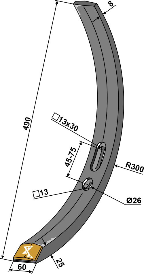 Skærspids 60mm - (hårdmetal belagt)