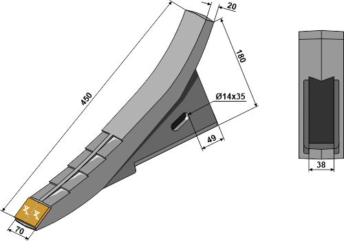 Skærspids 70mm - (hårdmetal belagt)