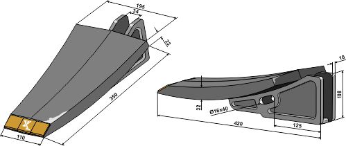 101.ext-1016 Undergrundsløsner skær 110/195mm - (hårdmetal belagt)