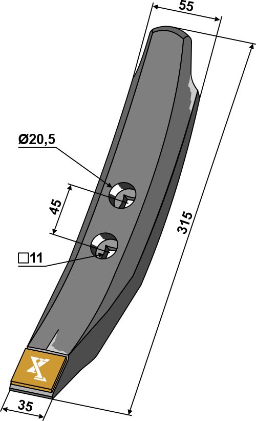 Skærspids 35/55mm - (hårdmetal belagt)