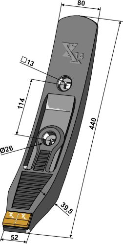 Skærspids 52/80mm - (hårdmetal belagt)