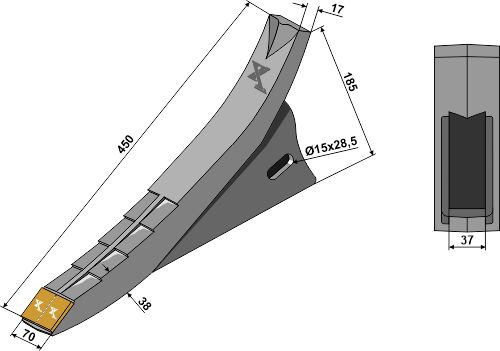 101.ext-1079 Skærspids 70mm - (hårdmetal belagt)