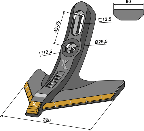 Gåsefodsskær 220mm (hårdmetal belagt)