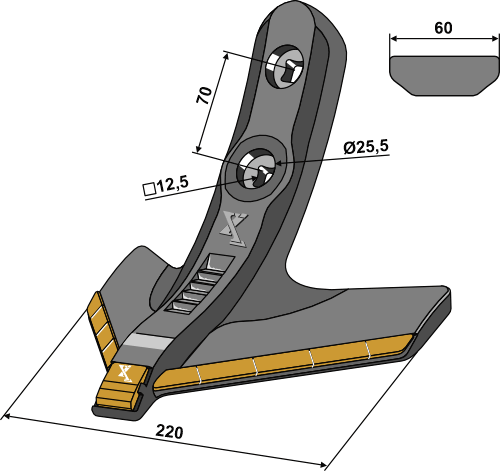 Gåsefodsskær 220mm (hårdmetal belagt)