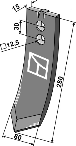 Skærspids 280x80x15mm