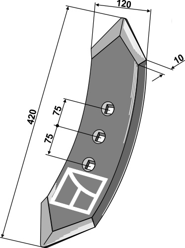 Stubharvespids 420x120x10mm (3 h - 75-75)