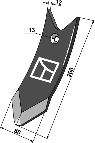 Skærspids 260x80x12mm