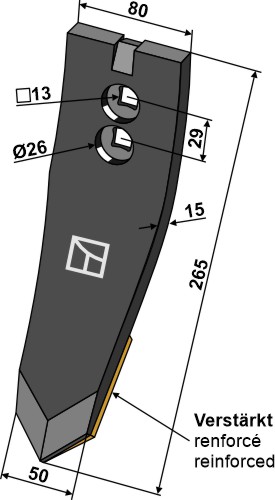 Skærspids 260x120x15mm - forstærket
