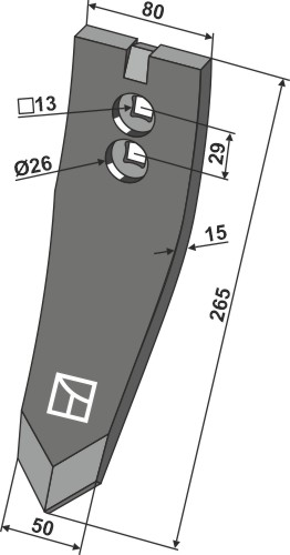 Skærspids 265x50x15mm