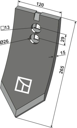 Skærspids 265x120x15mm